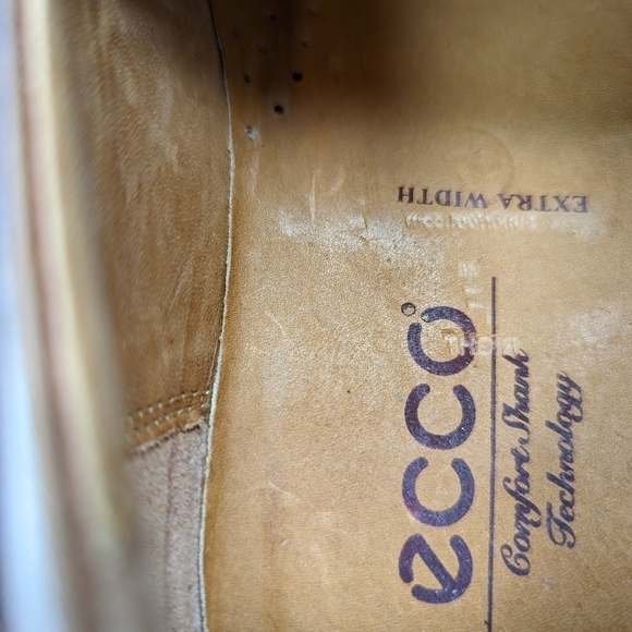 ECCO Brown Leather Slip On Loafers Mens 12E  EU 45 Casual Shoes Comfort - Picture 9 of 10